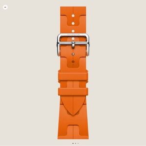 Hermes Orange Apple Watch Band - 42mm Deployment Buckle
